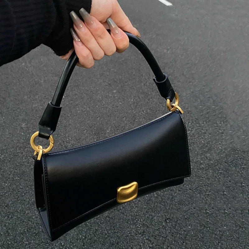 2026 New Square Shoulder Bags Women Pu Leather Underarm Bags Luxury Designer Handbags Black Flap Lock Crossbody Bag Purse