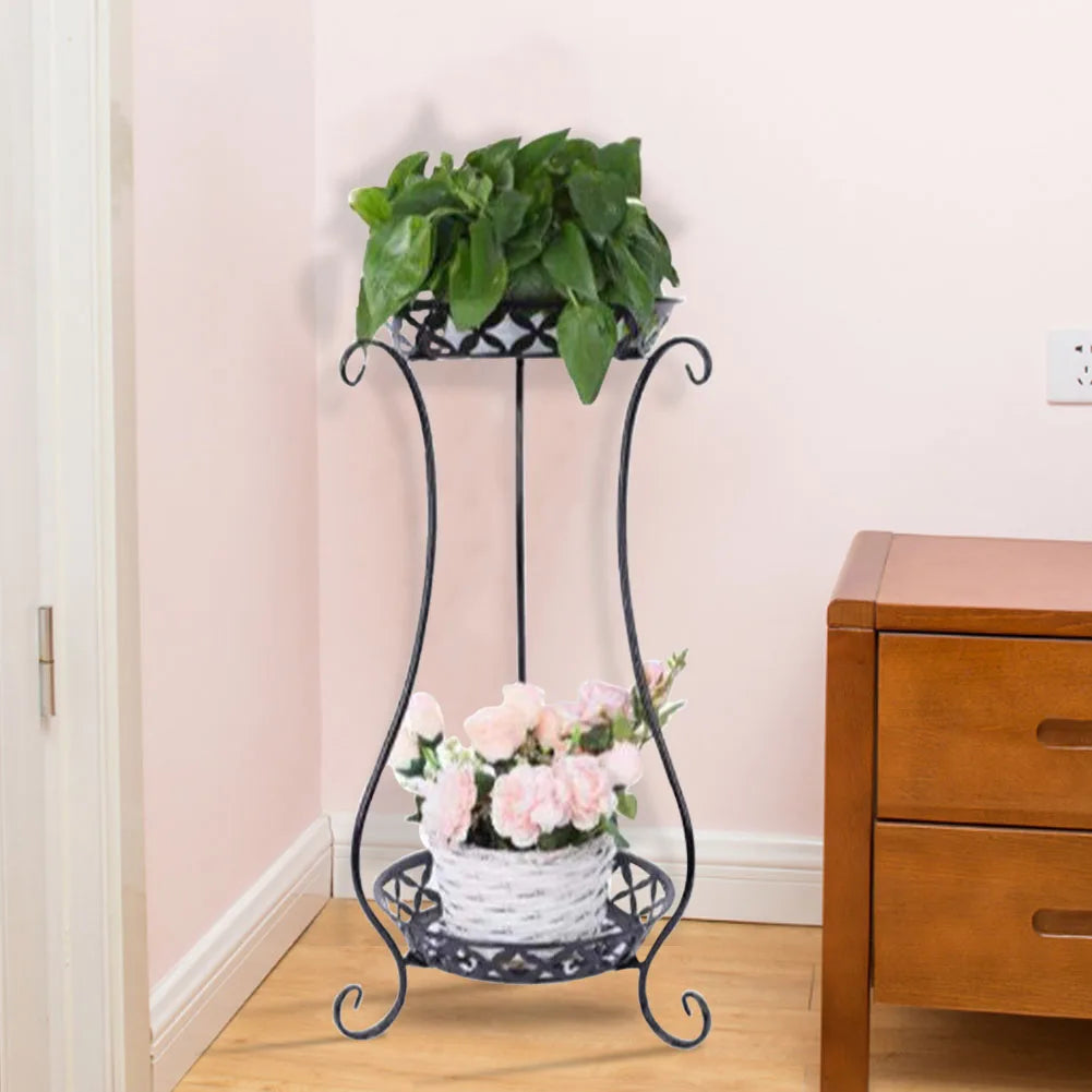 【Lifeideas】Support pour plantes vintage en métal à 2 niveaux, haut