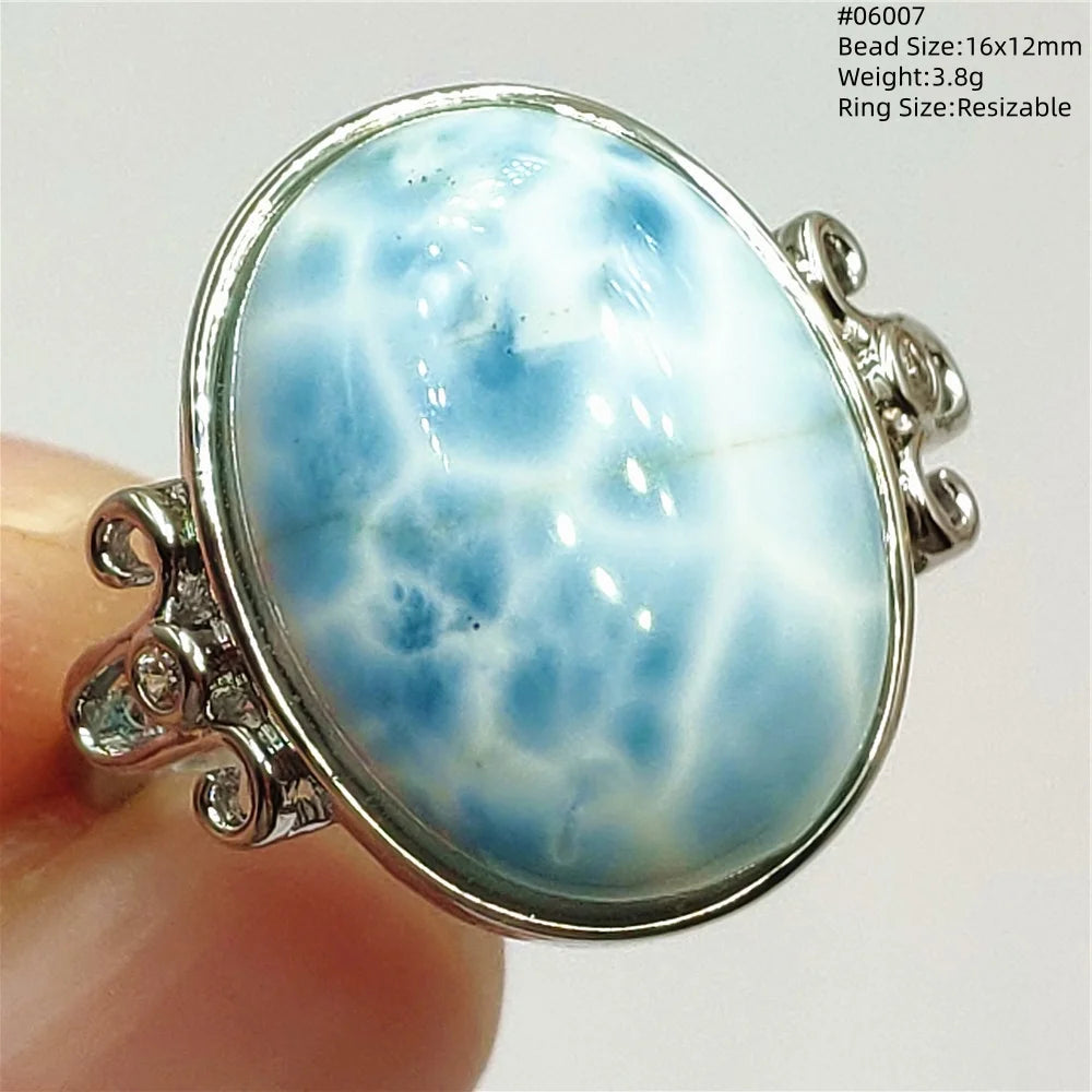 Anello regolabile in argento 925 con larimar