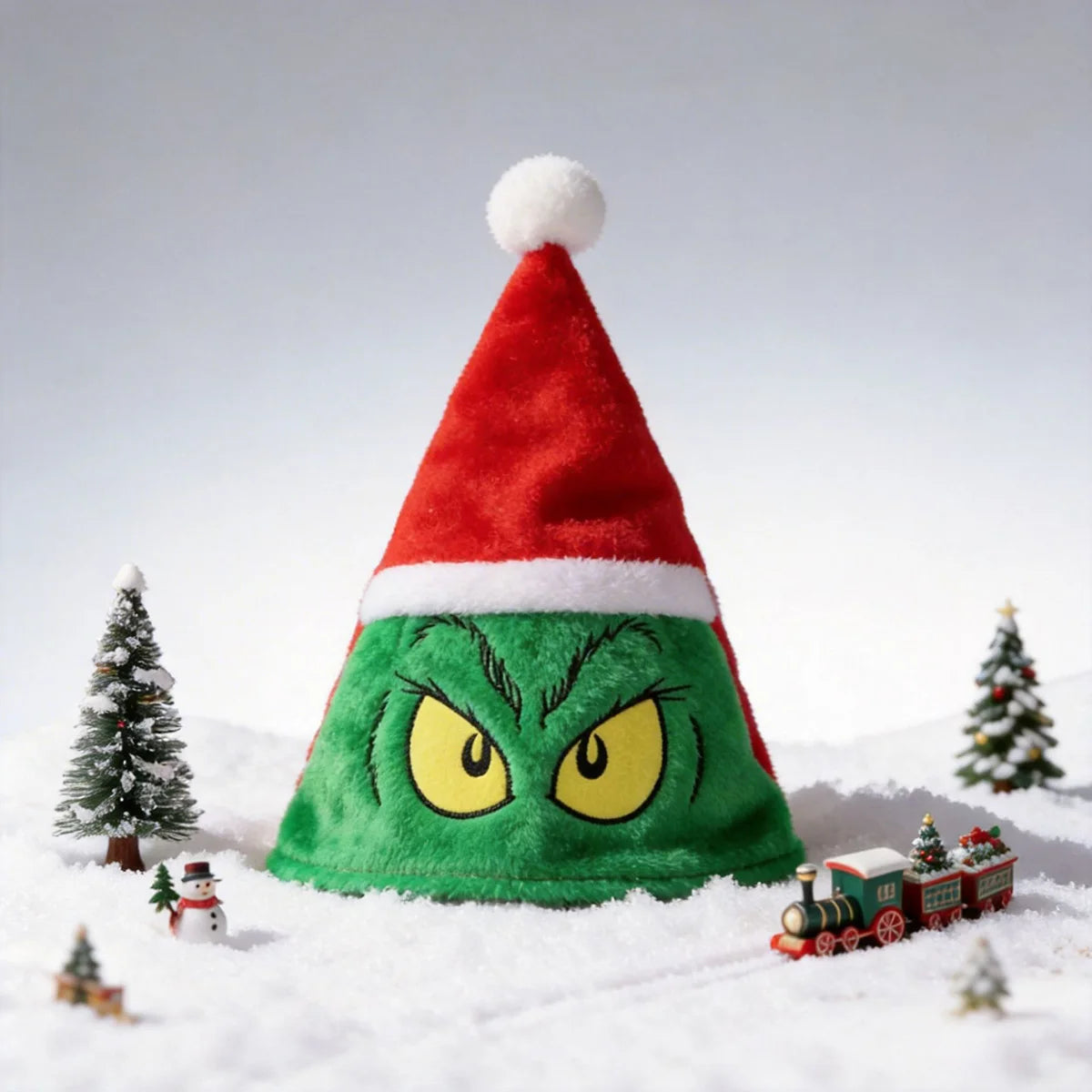Plush Christmas Hat Embroidered Color Blocked Christmas Hat for Men and Women Christmas Party Hat