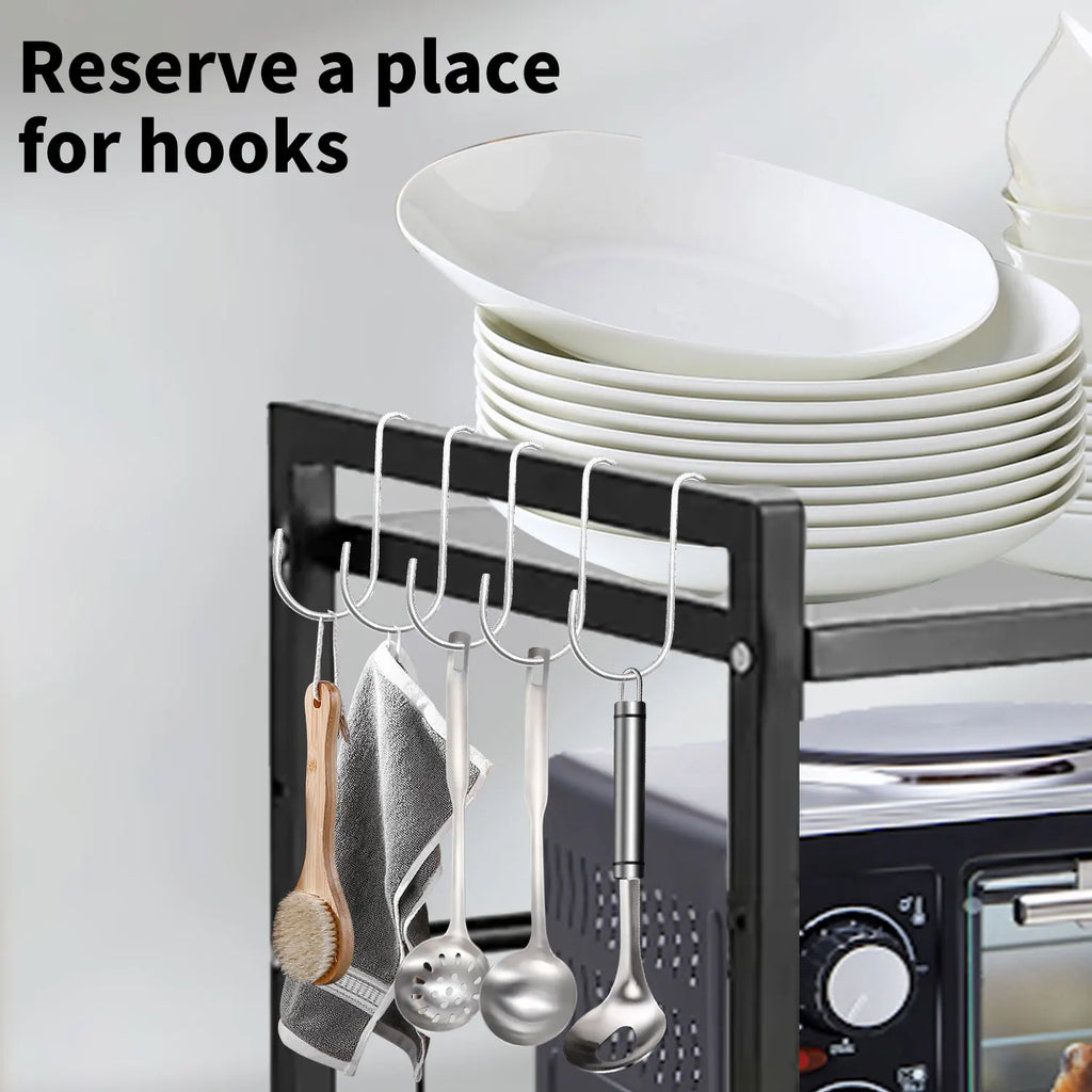 1pc Microwave Oven Storage Rack, Space-saving Countertop Kitchen Utensils Tableware Organizer, Kitchen Accessories Metal Shelf