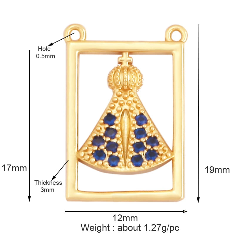 Ciondolo religioso con Gesù e Madonna per collana o bracciale