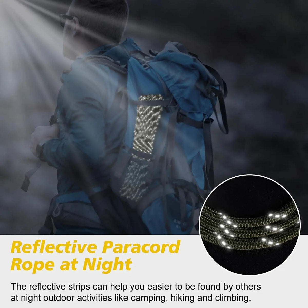 Reflektierende Paracord-Schnur, 1000 lb, 30,5 m, 4 mm, 13-strängig, taktische Fallschirmschnur zum Campen, Angeln, als Wäscheleine und für Hängematten