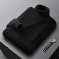 Herren-Jacquard-Rollkragenpullover für den Herbst, einfarbiger Strickpullover, lässig, warm, hoch elastisch und vielseitig einsetzbar, Herren-Sweatwear