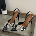Mules donna Liyke a punta con pois e fiocco luminoso