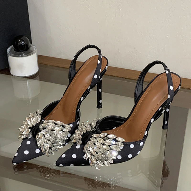 Mules donna Liyke a punta con pois e fiocco luminoso