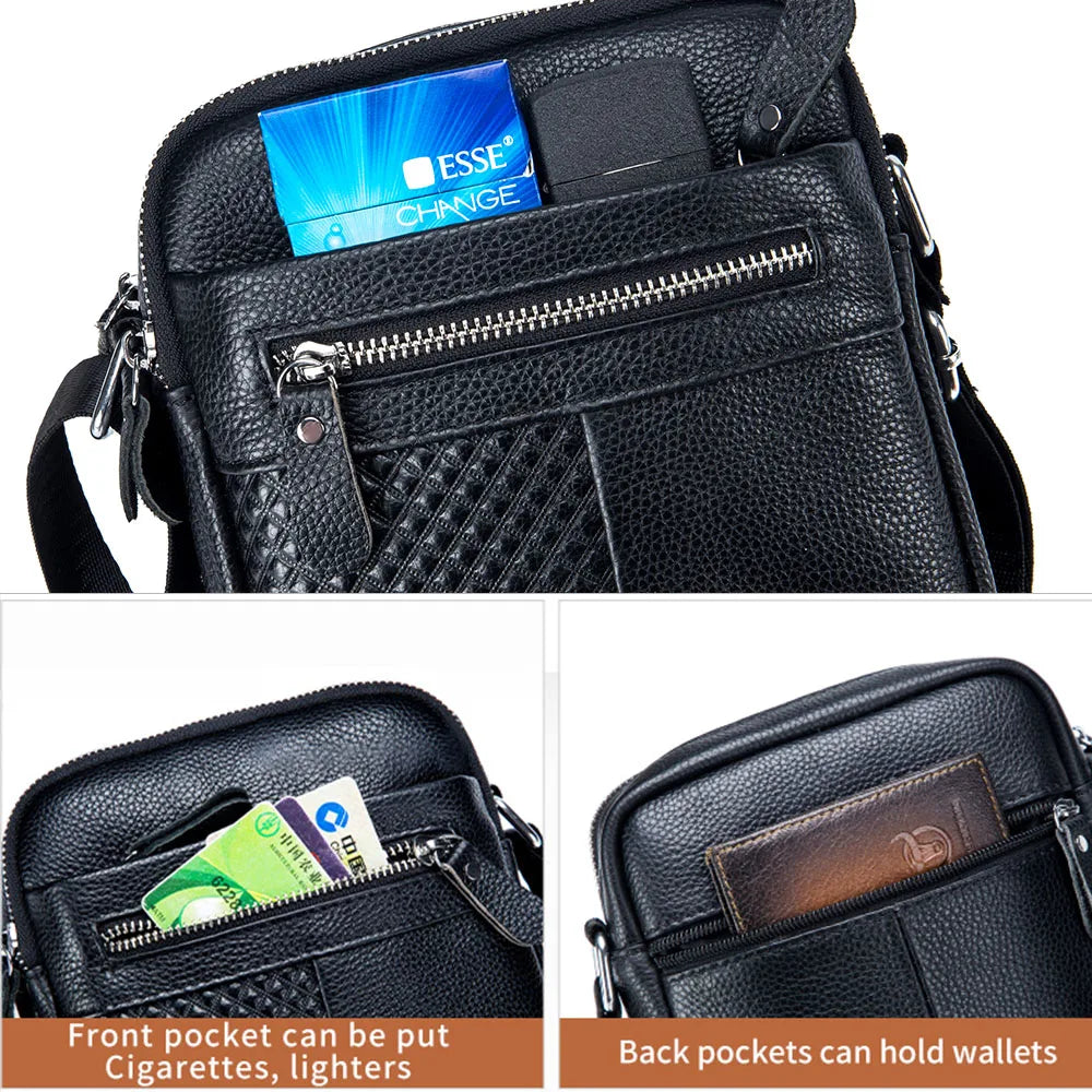 BULLCAPTAIN Genuine Leather Messenger Bag