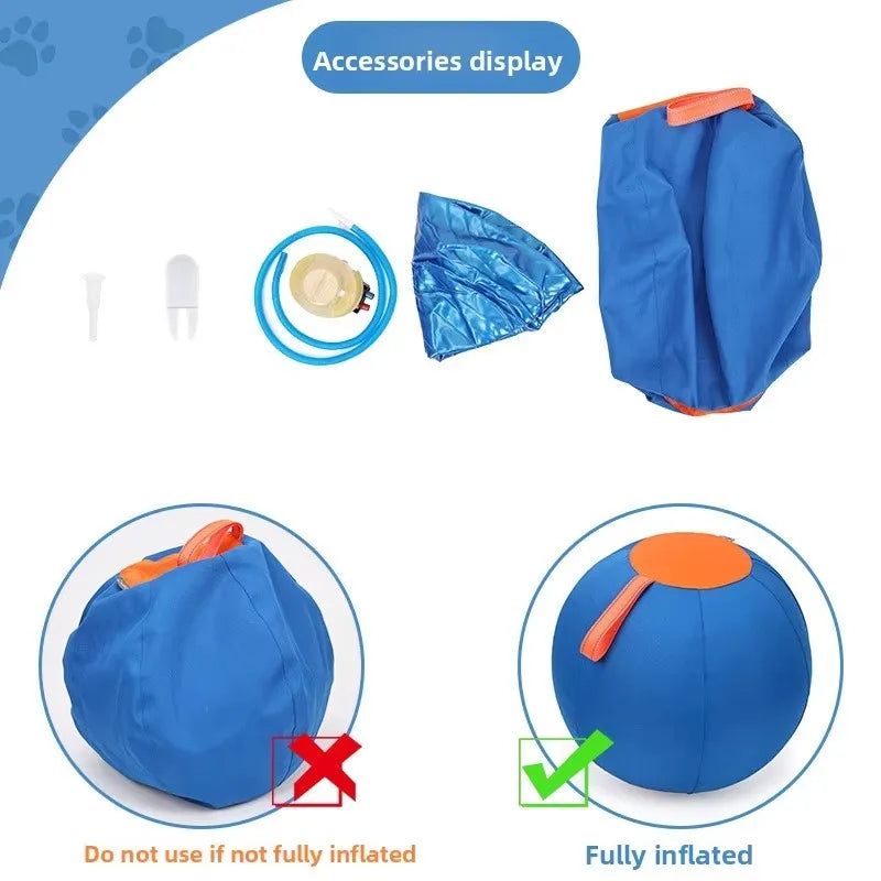 Mascota | Juguete para lanzar para perros, pelota grande inflable de poliéster duradero, para masticar, dentición, aburrimiento y entretenimiento autónomo, resistente