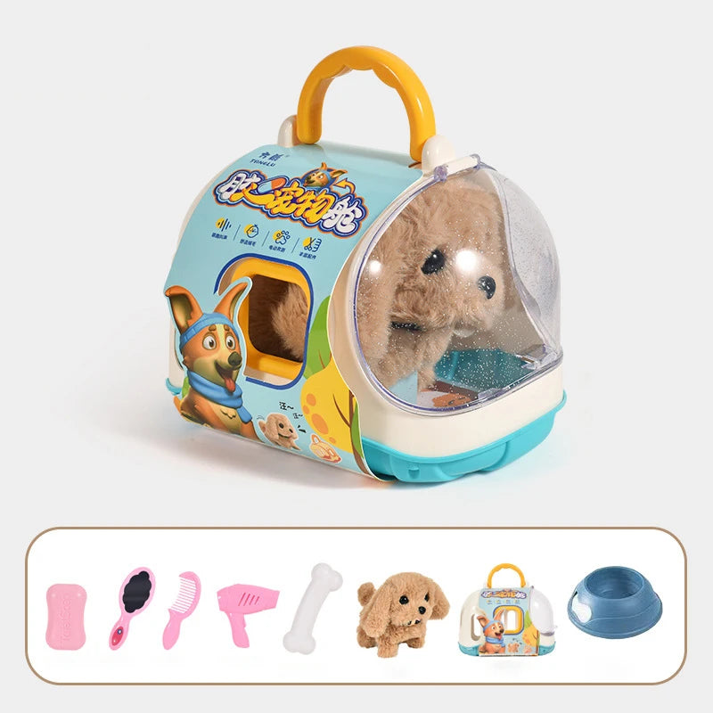 Juguete electrónico de perro mascota, peluche interactivo que camina, vibra y se mueve automáticamente, regalo de perrito eléctrico para bebés y niños