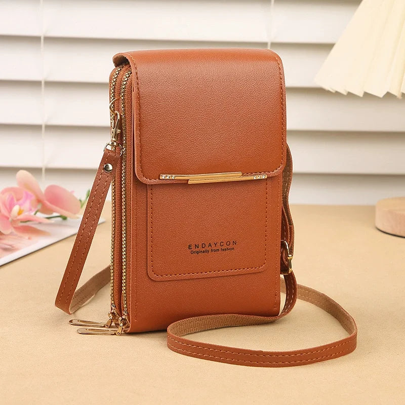 Women Crossbody Shoulder Bags Wallets Touch Screen Cell Phone Purse Soft Leather Strap Handbag for Female Luxury Messenger Bags