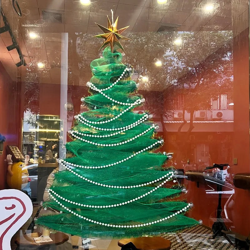 Weihnachtsdekoration DIY Glas Zuhause Weihnachtsbaum Schaufenster bodentiefes Fenster Atmosphäre Zuhause Hochzeit Szenengestaltung