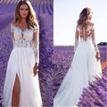 Abito da sposa in pizzo con scollo rotondo