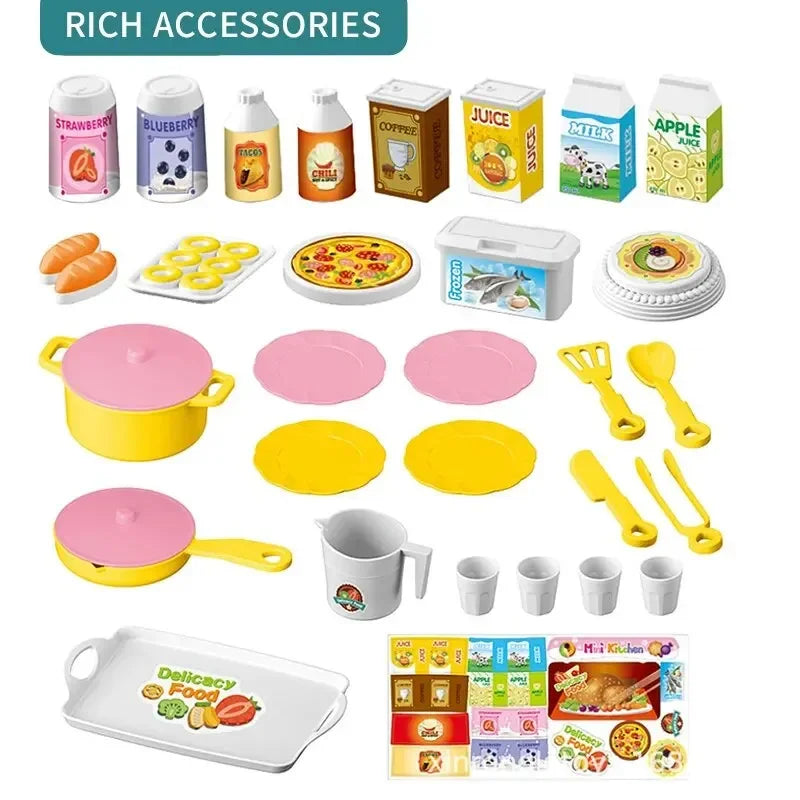 Mini-Küchenspielset für die Arbeitsplatte, DIY-Spielküche mit Spiellebensmitteln und Geschirr, Rollenspiel-Spielzeug als Geschenk für Jungen und Kinder