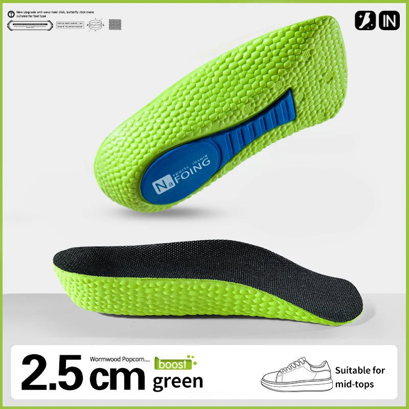 Memory Foam Height-Increasing Insoles for Men and Women, Shoe Inserts for Flat Feet with Arch Support, Orthopedic Insoles for Sneakers, Heel Lift Inserts