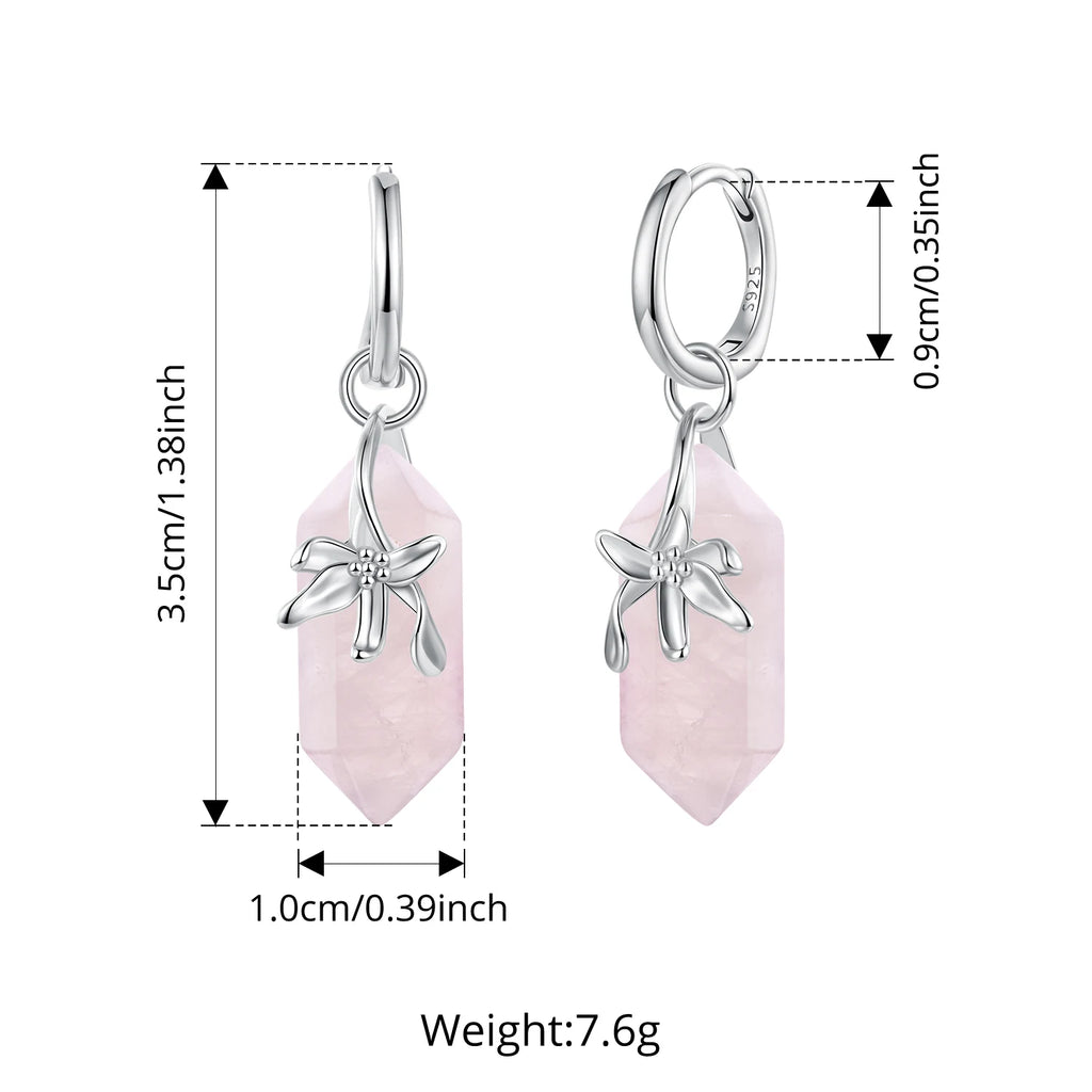 Orecchini a cerchio con pendente rosa e fiore BSE1288