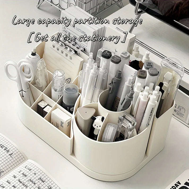 Rotating 2-in-1 Plastic Desk Organizer