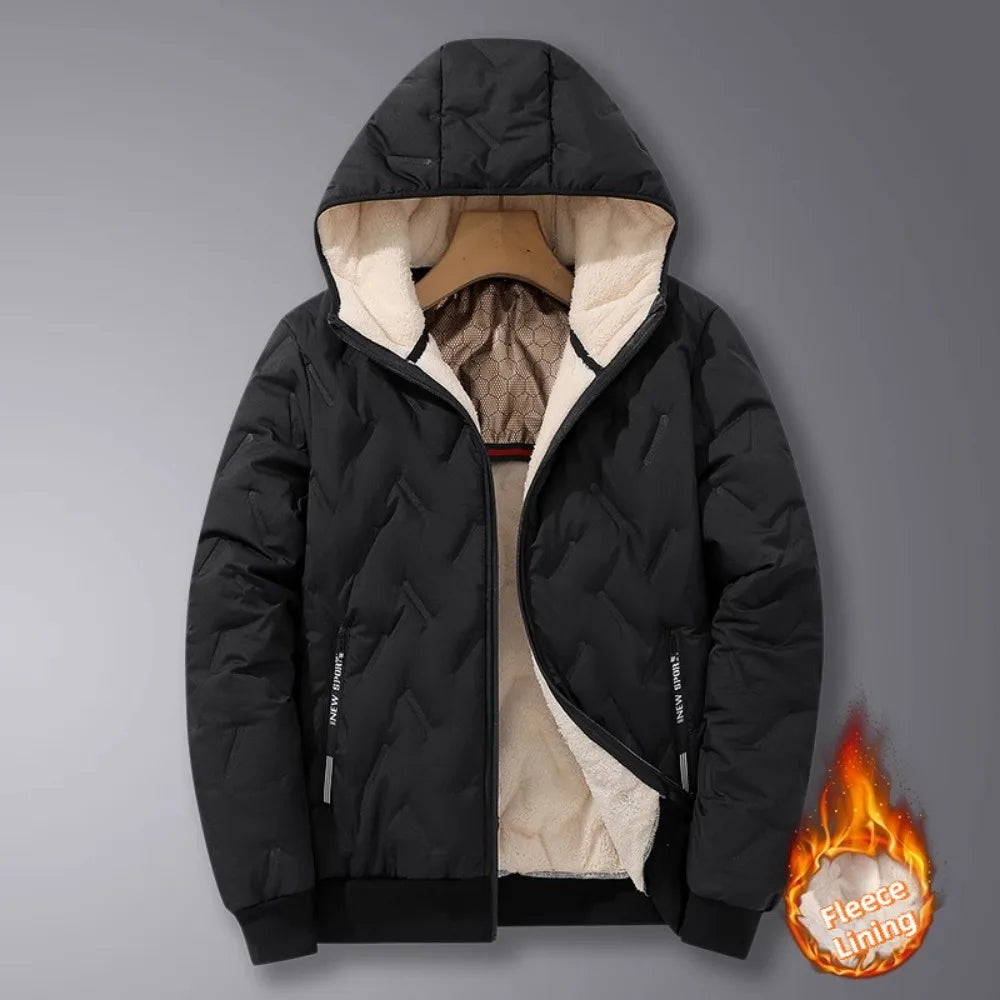 Autumn Winter Men's Hooded Parka Warm Windproof Padded Coats Casual Outdoor Skiing Fleece Jacket Male Fashion Thicken Coat