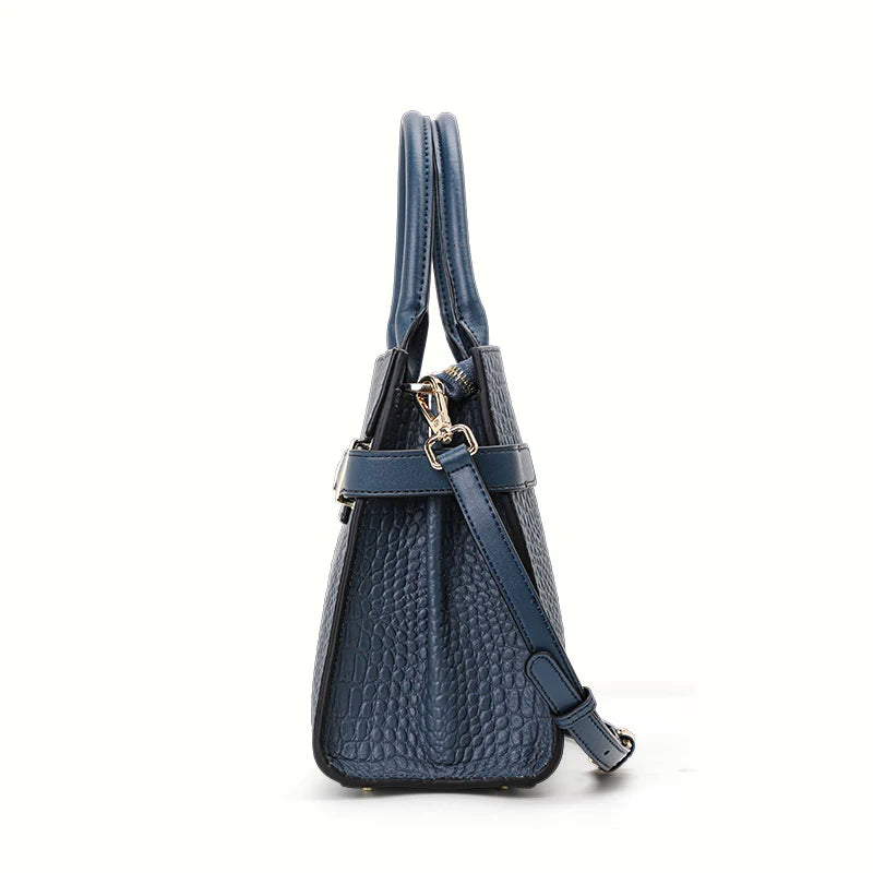 Women’s Croc-Embossed Tote Bag with Scarf Accent