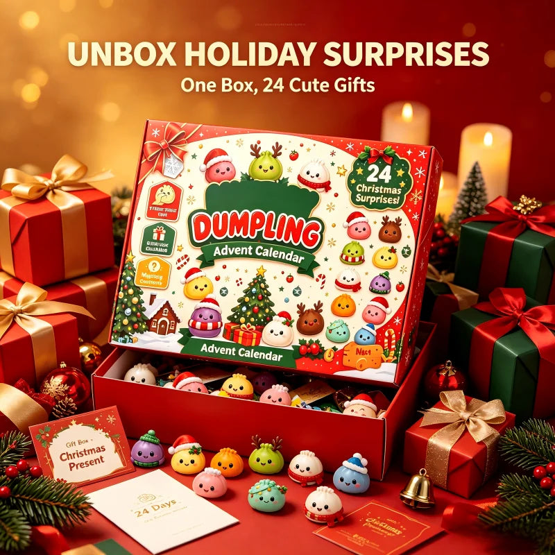 Christmas Dumpling Advent Calendar 24Pcs Mini Squishy Toys Countdown Blind Box Cute Stress Relief Squeeze Toy Xmas Surprise Gift