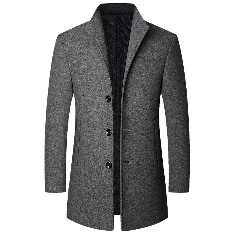 Men Winter Business Casual Woollen Blends Cashmere Trench Coats Quality Male Thicker Warm Overcoats Long Jackets Coats Size 3XL