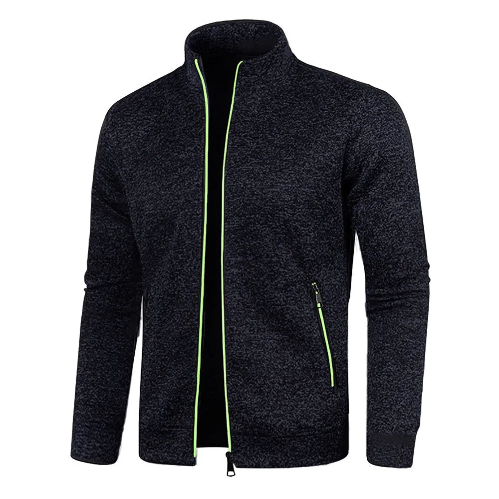 Autumn Winter Men's Zipper Knit Long Sleeves Thin Cashmere Fashion Top Sweater Coat