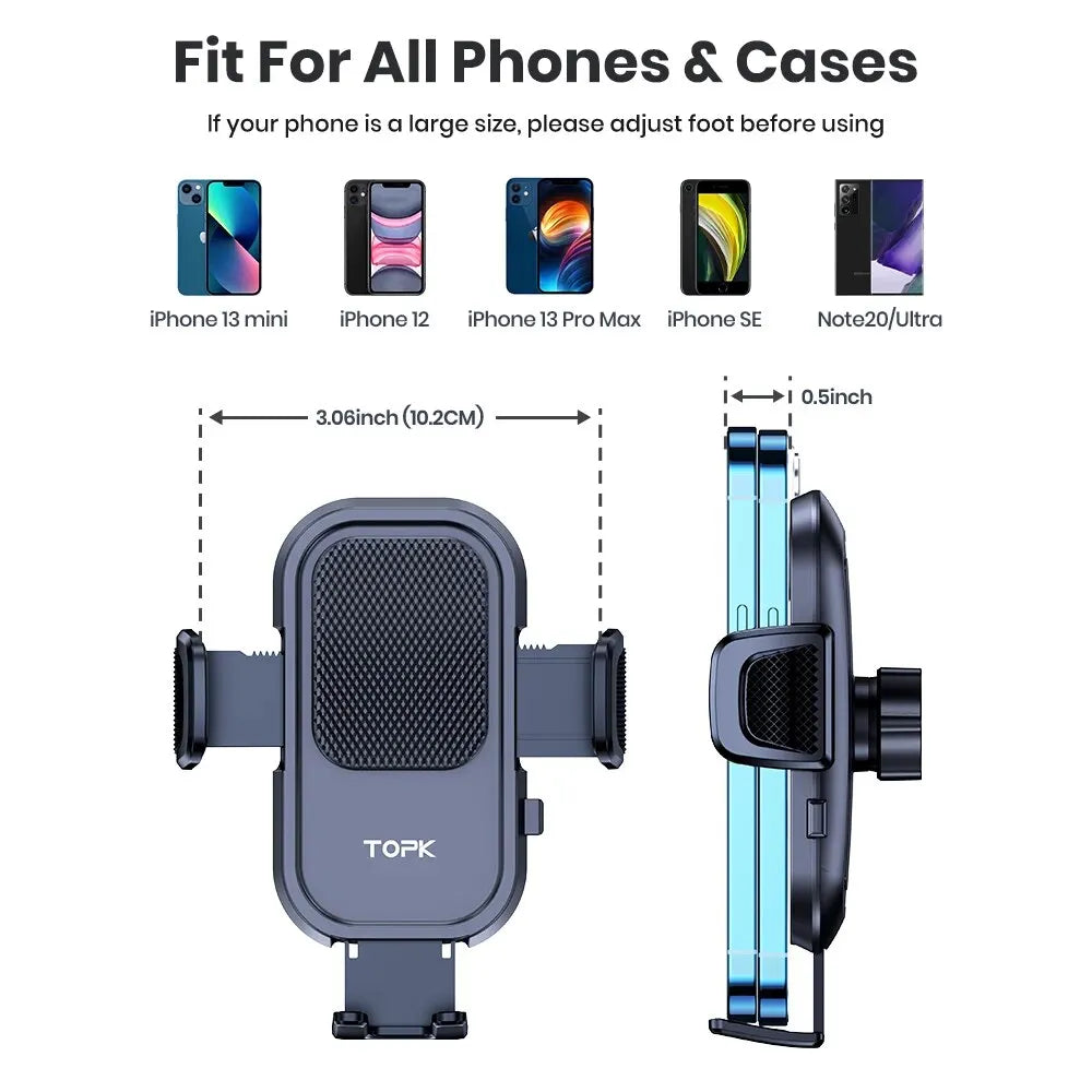 Support de téléphone pour voiture TOPK pour iPhone[Ventouse puissante] Support de téléphone pour tableau de bord d’automobile Accessoires auto pour smartphone