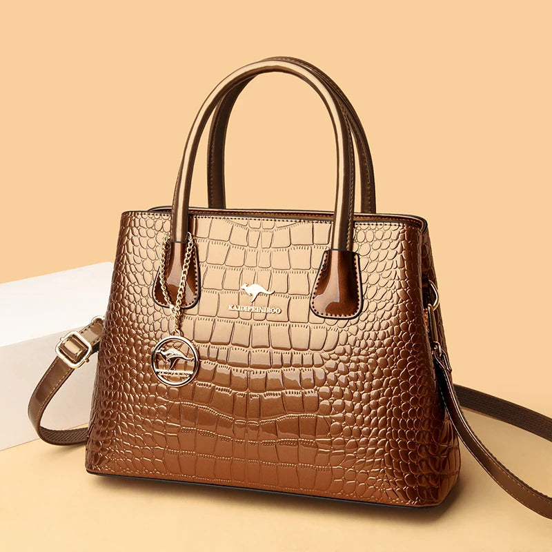 2026 Luxury Designer Handbag Brand Ladies Crocodile Patterned Patent Leather Tote Bag Crossbody Shoulder Bags For Women Bolsos