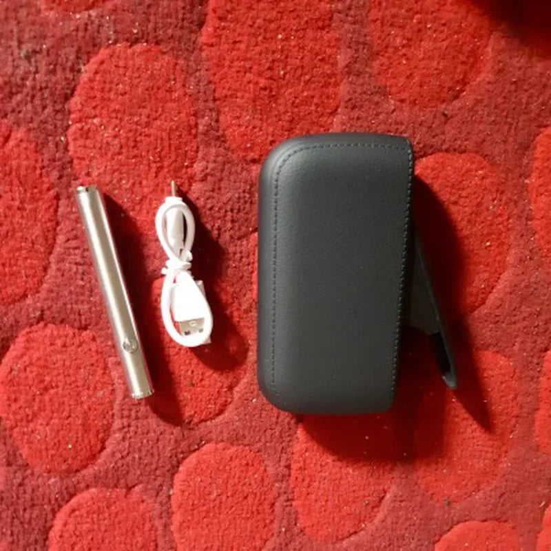 Nueva pitillera de piel sintética con encendedor electrónico de tungsteno USB, estuche para cigarrillos, regalo exquisito para hombre, accesorio para fumar