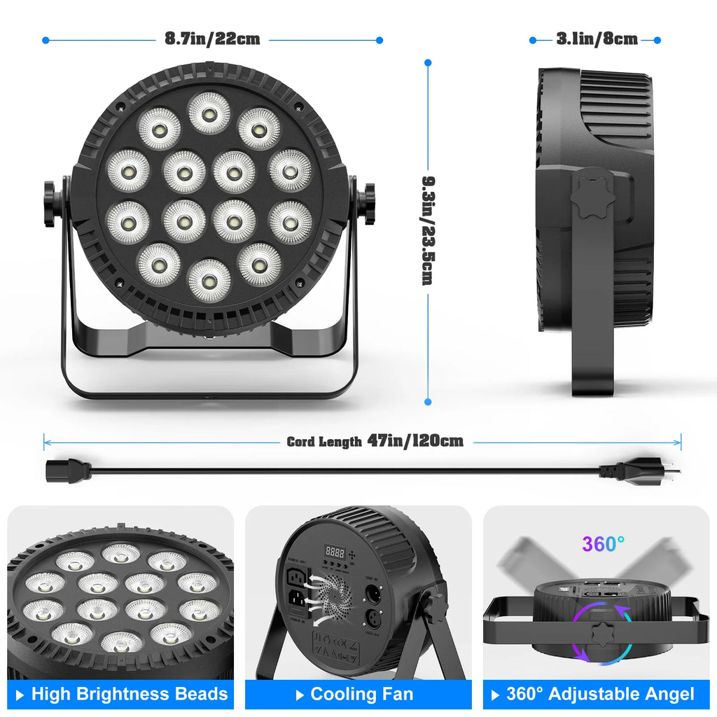 U'King 80W Par Scheinwerfer 4-in-1 RGBW 14 LED Bühneneffektlicht DMX512 Par Licht mit Fernbedienung für KTV Bar DJ Disco