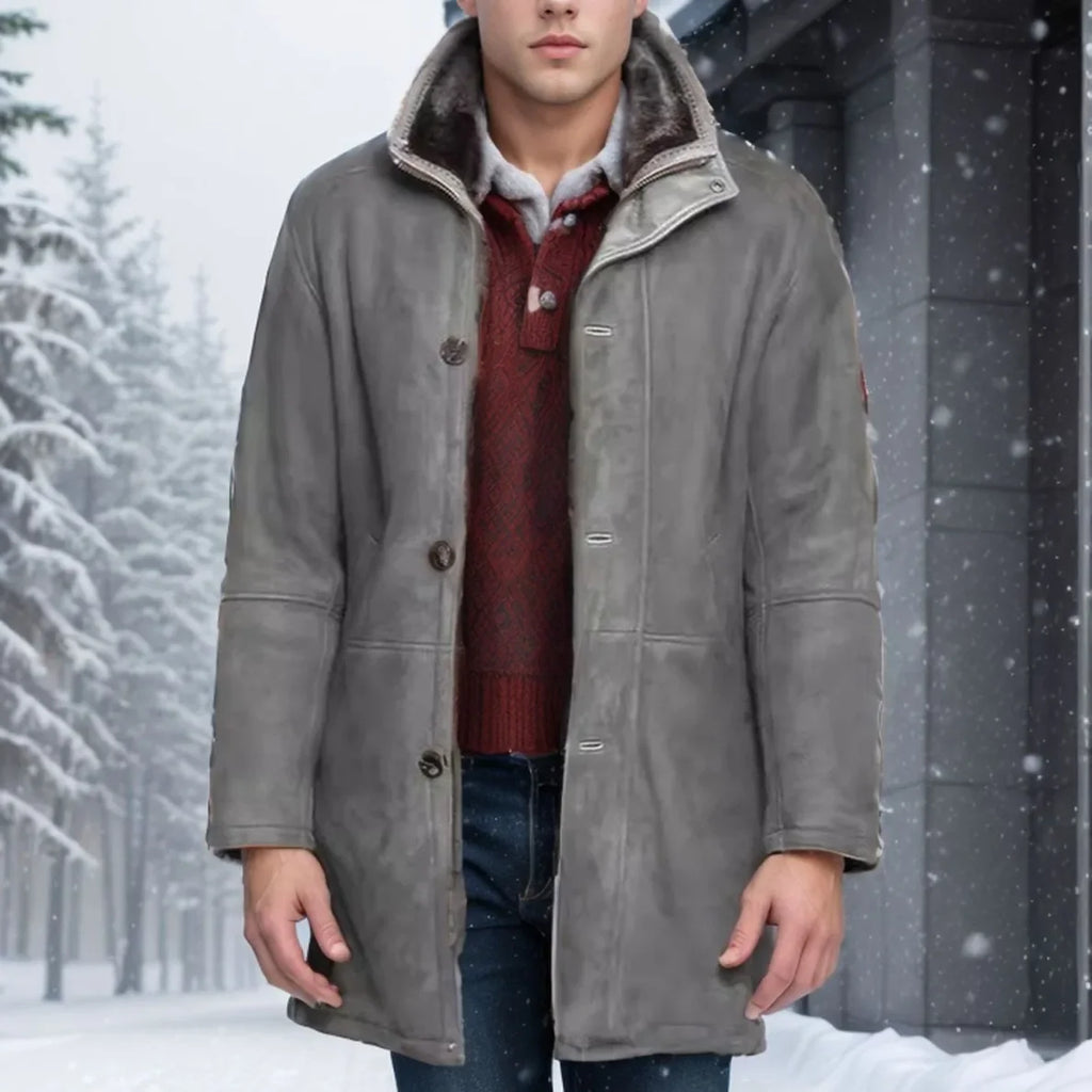 European and American Men's New Mid-Long Fur-Integrated Style Wool Coat for Autumn and Winter, Fashion Zipper Quality Outerwear