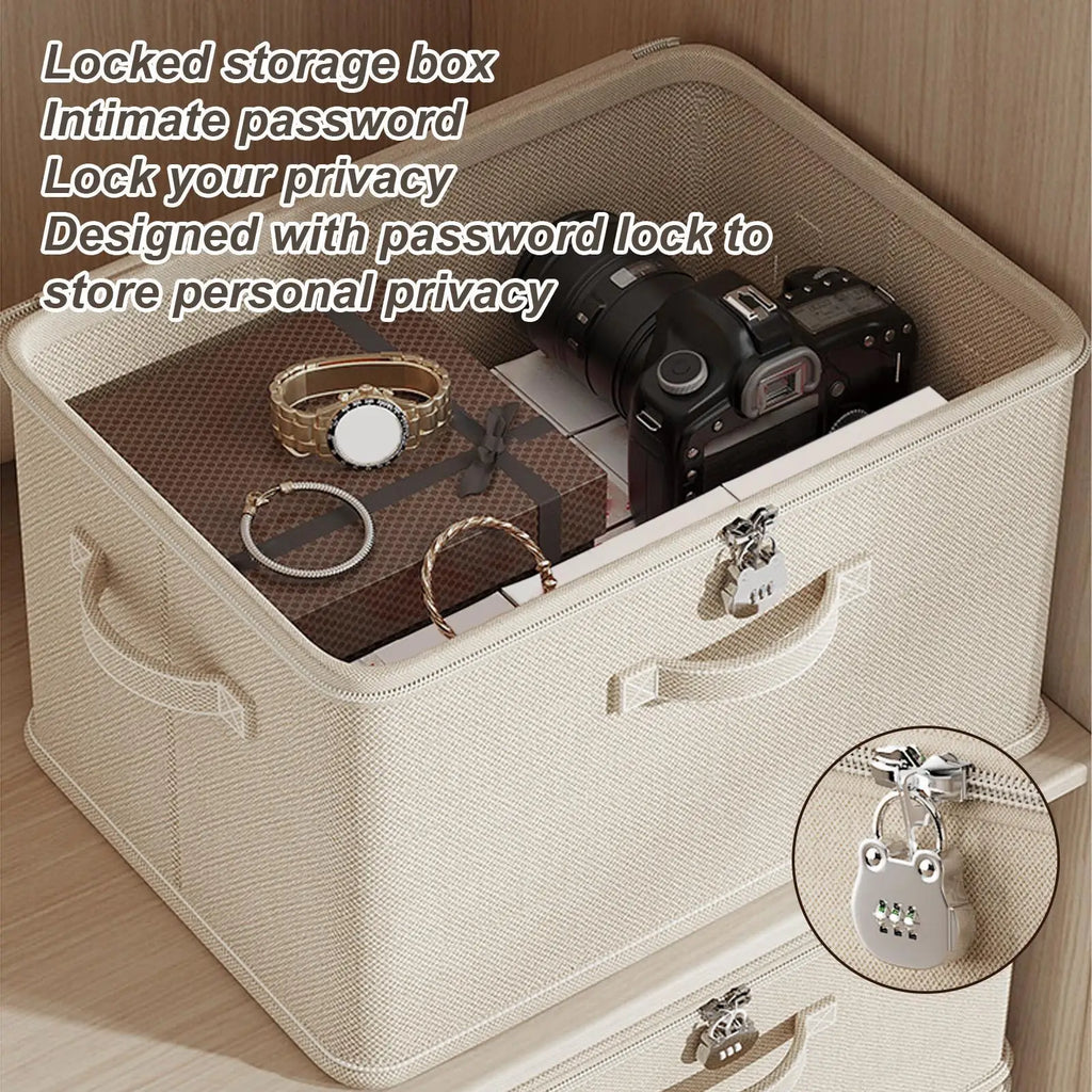 Grande boîte de rangement avec serrure, empilable, sécurisée avec poignée, bac de rangement verrouillable, lavable, paniers d'étagère pour