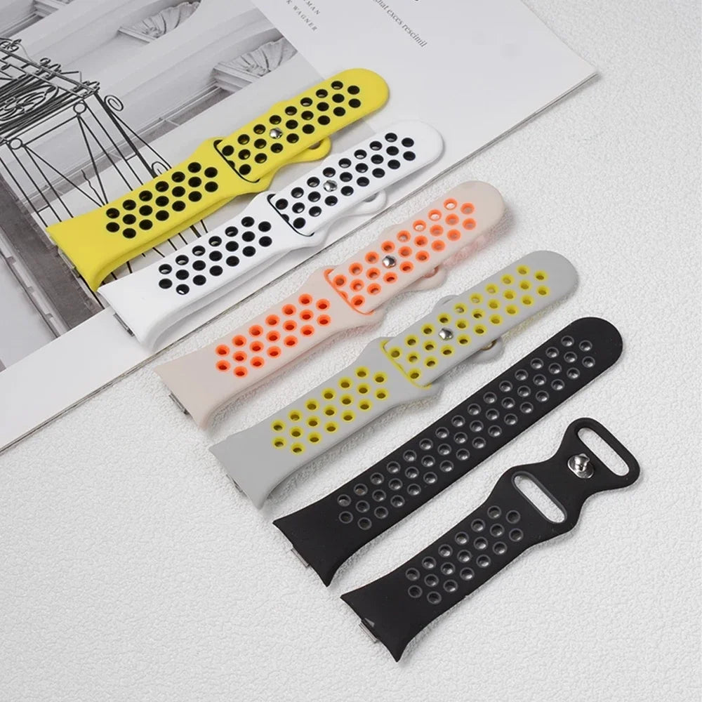 Two-tone Silicone Strap For Redmi Watch 6 Active/6 Lite Watch 6 5 4 Breathable Wristband For Xiaomi Mi Band 10 9 8 Pro Accessory