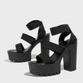 Sandali donna Liyke elasticizzati con tacco e plateau