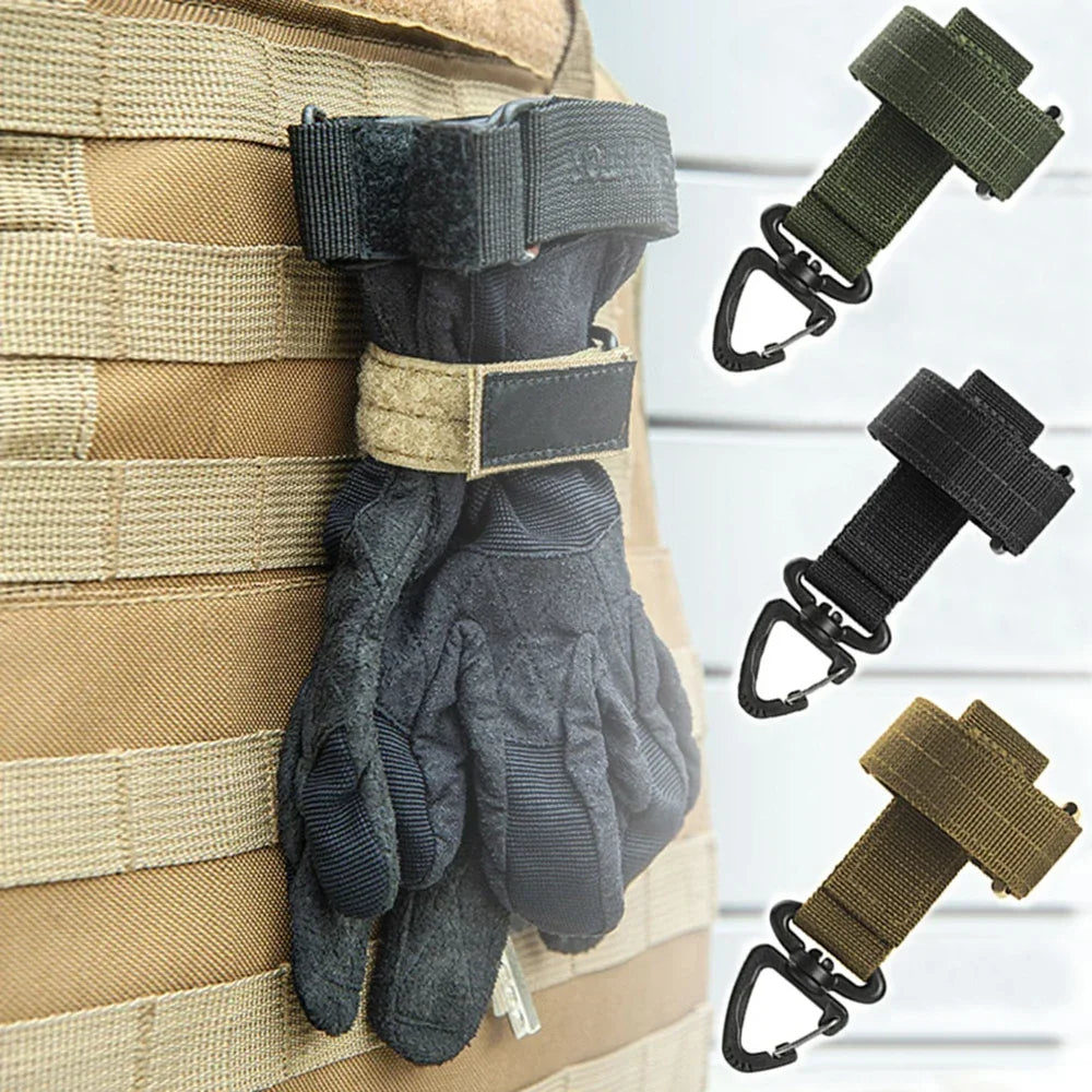 Multi-purpose Nylon Gloves Hook Outdoor Camping Tactical Climbing Rope Holder Anti-lost Hanging Buck Strap Safety Clip Belt