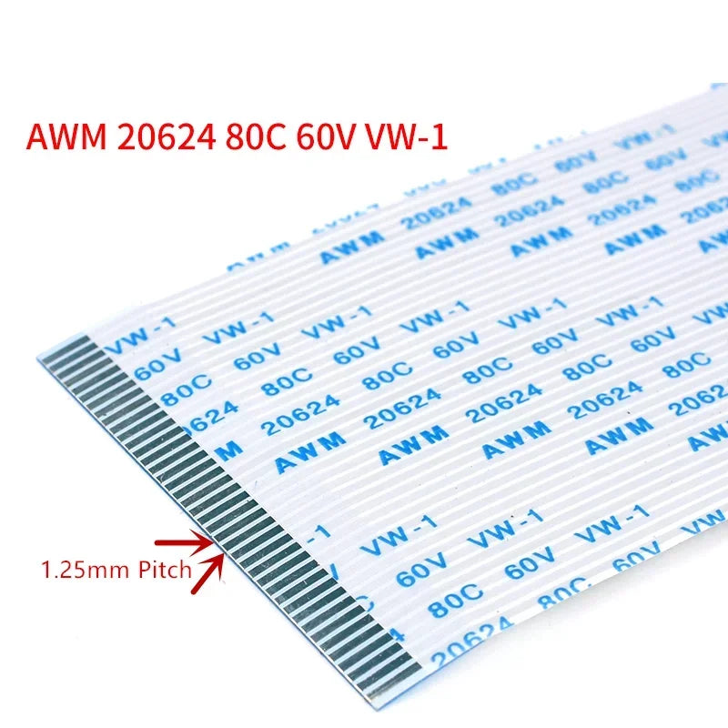 Flexible Flat Cable FPC/FFC 1.25mm Pitch AWM 20624 80C 60V VW-1 4-30 Pin for Consumer Electronics and PCB Connection