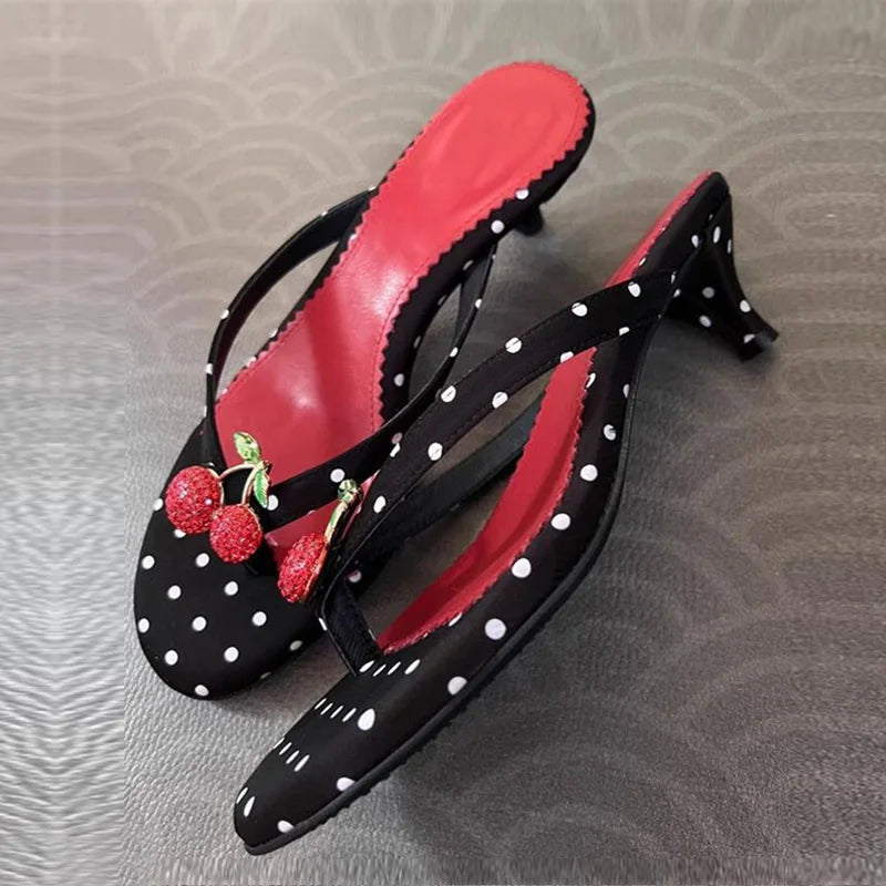 Infradito donna Liyke a pois con ciliegie luminose