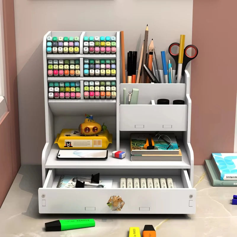 Wooden Desk Organizer with Pen Holder