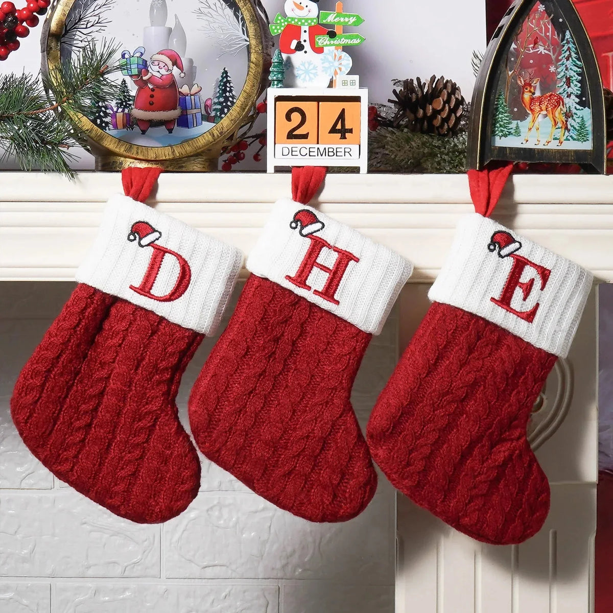 Christmas Alphabet Knitting Socks Christmas Tree Ornaments Christmas Decorations For Home 2024 Navidad Noel 2025 Xmas Gift