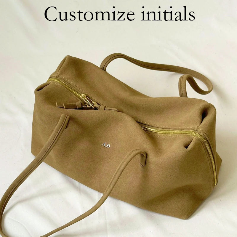 Customize Initials Leather Bowling Bags For Women Luxury Designer Handbag Purse 2026 New In Cowhide Top Handle Underarm Shoulder
