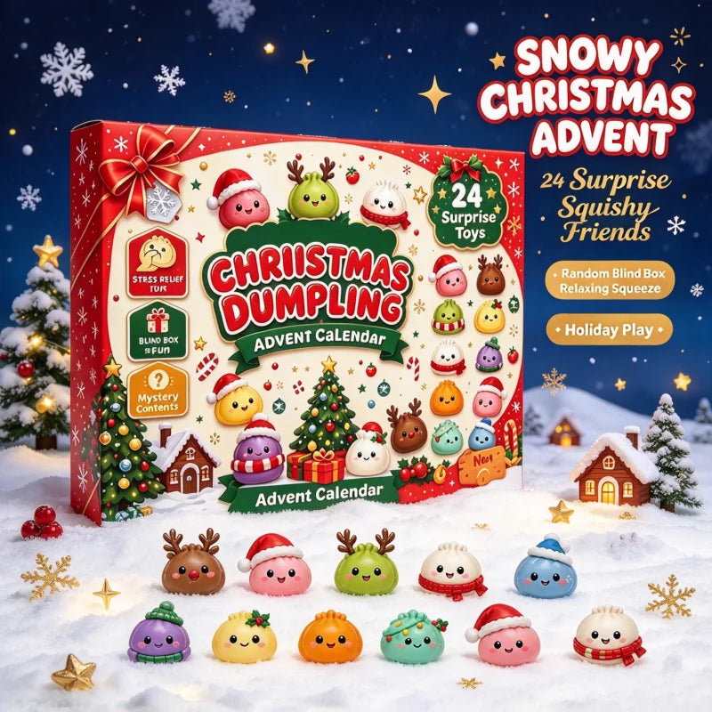 Christmas Dumpling Advent Calendar 24Pcs Mini Squishy Toys Countdown Blind Box Cute Stress Relief Squeeze Toy Xmas Surprise Gift