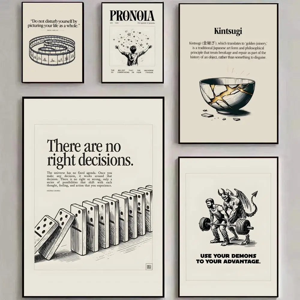 Wandposter mit Lebensmotto und Zitaten, HD-Kunst, selbstklebend, wasserfest, für Wohnzimmer, Schlafzimmer, Bar und ästhetische Inneneinrichtung