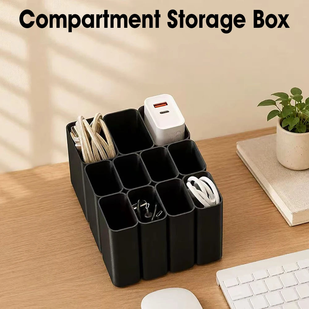 3D-Printed Cable Organizer Box, 11 or 22 Compartments