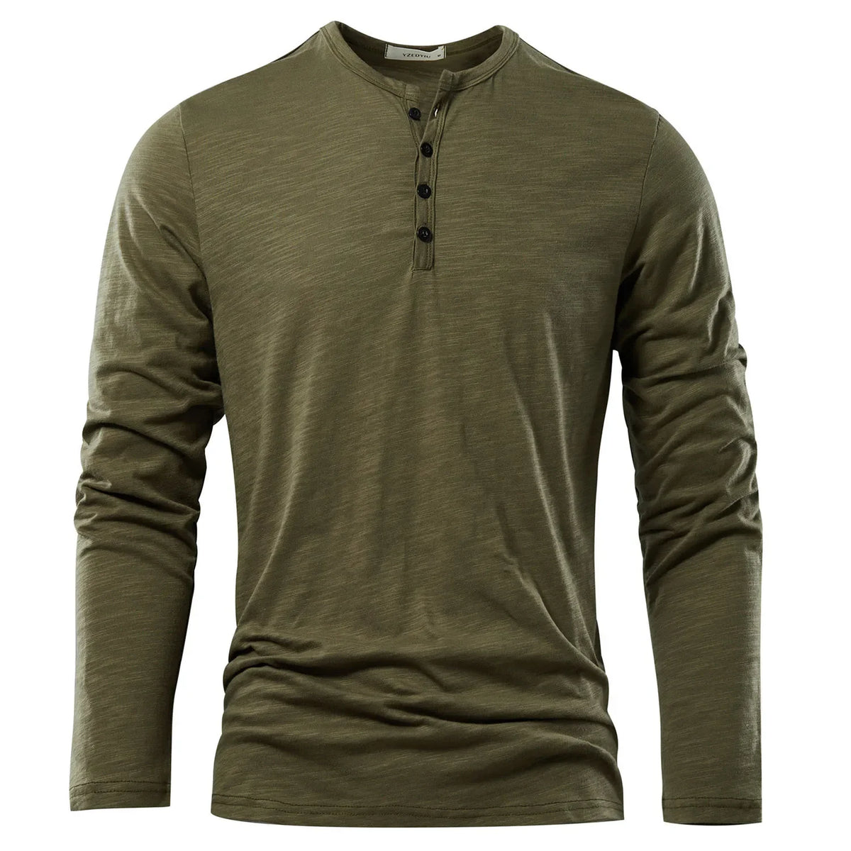 Autumn Solid Casual Mens T-shirts Henery Neck  Long Sleeve T Shirt for Men Breathable Male Tops Classic Versatile Clothes