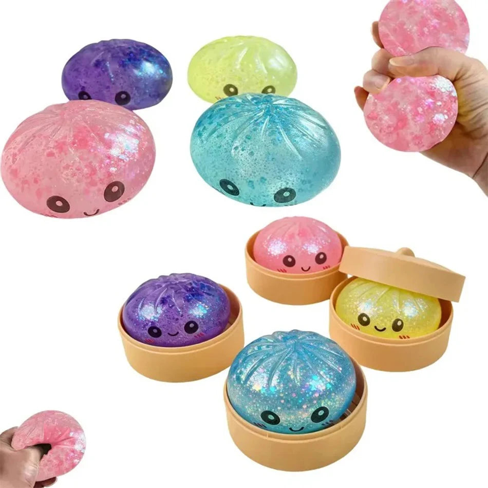 Mini-Glitzer-Kloß-Squishy – ULTRA SELTEN, versteckte Edition mit Goldglitzer, weicher Teigball zum Stressabbau und für sensorische Erfahrungen