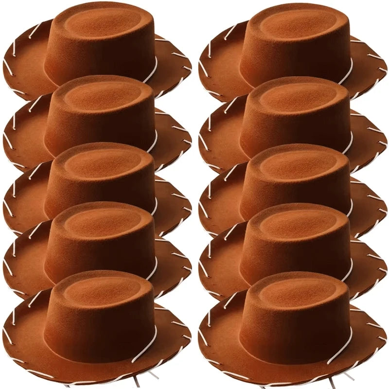 Brown Red Cowboy Western Hats and Bandanas for Kids Costume Hat Accessories for Toddler Child Theme Birthday Party Halloween