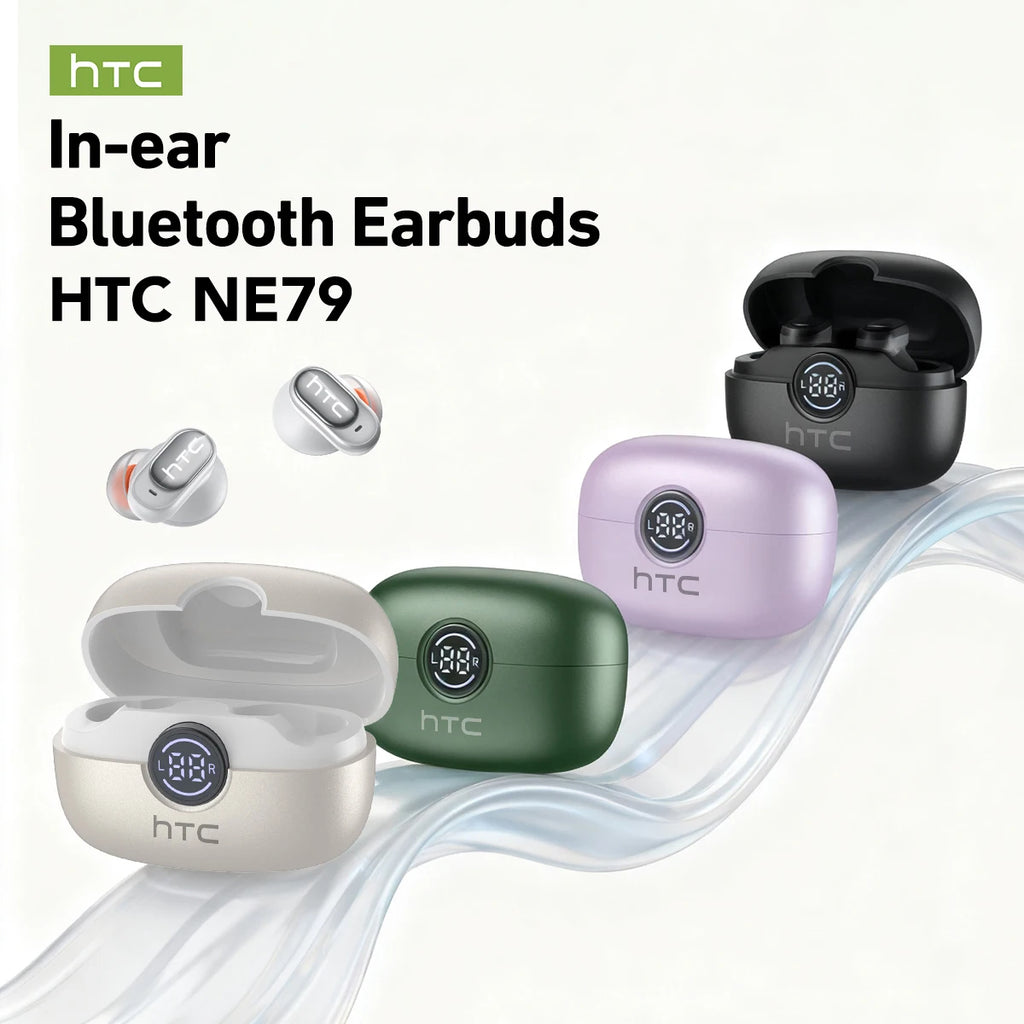 Écouteurs HTC NE79 TWS Bluetooth 6.0, traduction par IA dans 135 langues, réduction de bruit ENC, casque stéréo HiFi avec écran LED