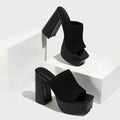 Mules à plateforme en maille style romain à talons épais, escarpins tendance à bout ouvert pour femmes, sandales, pointures 35-42