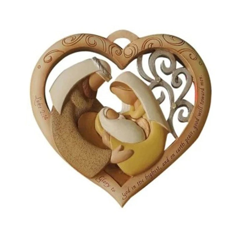 Figura de madera católica de Navidad, bendición de la Sagrada Familia, estatua religiosa, decoraciones navideñas para estantería, mesa y decoración Y5GB
