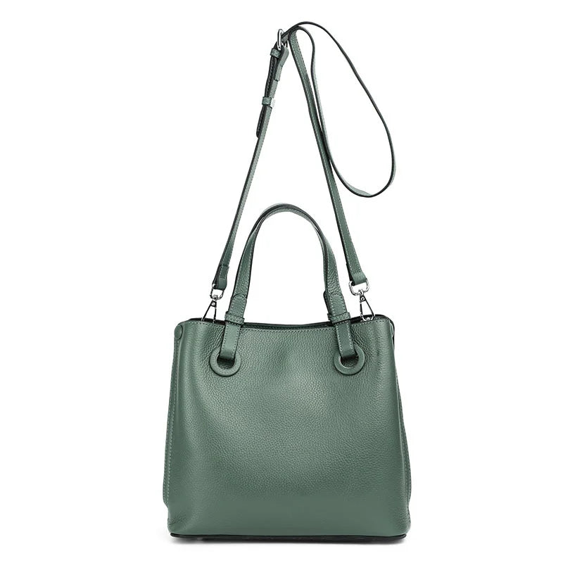 Aidrani Genuine Leather Women's Bag 2026 New Atmosphere Crossbody Bucket Wrap Head Layer Cowhide Bag Women's Handbag