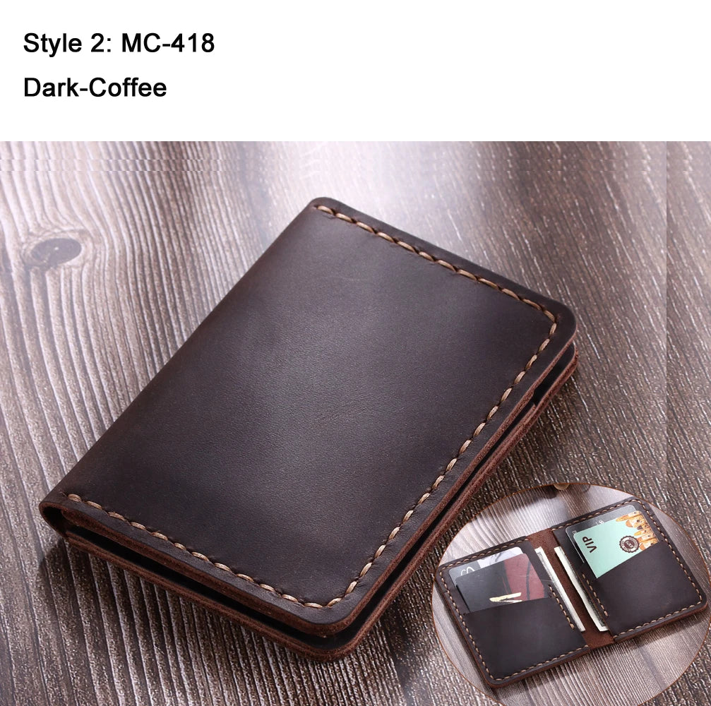 Luxury Handmade Crazy Horse Genuine Leather Card Holder Men Card ID Holders Women Business Card Wallet Card Case Purse Bag Gift